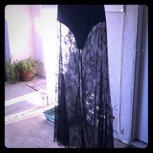 Black maxi lace skirt